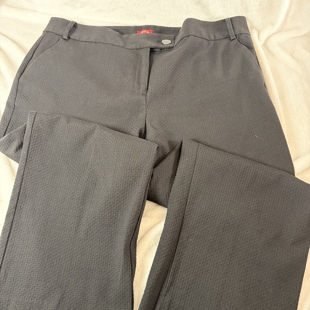 IZOD Women's Size 14 Black Flat Front Dress Pants Textured Career Casual‎ EUC